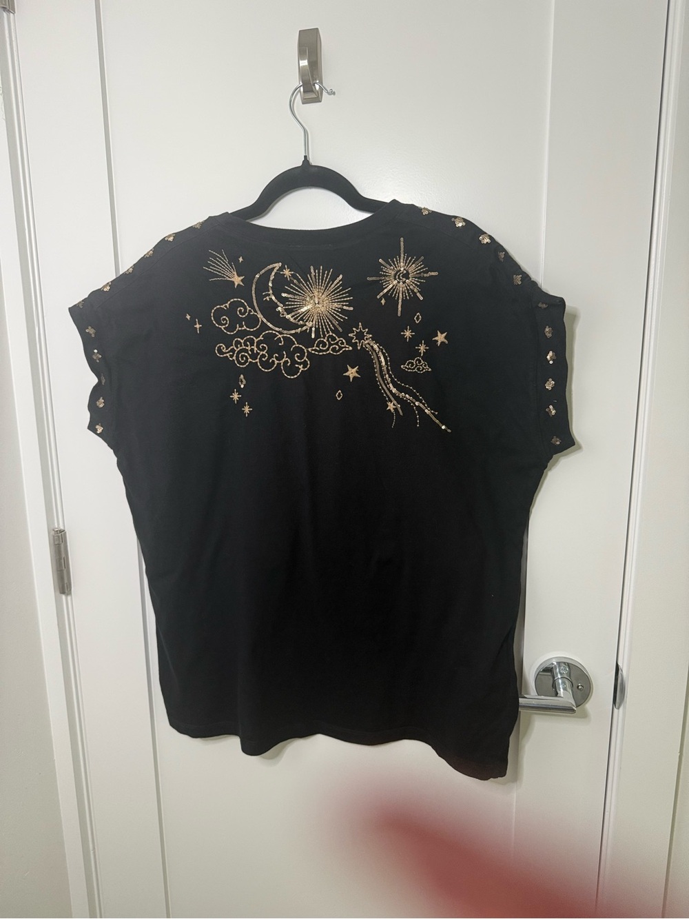Johnny Was Cloud Relaxed Sequin Tee Black size L $50 - Picture 4 of 4